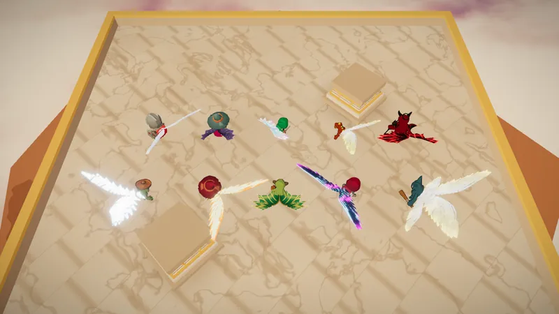 Hero Survival: winged heroes fight in the sandstone duel square