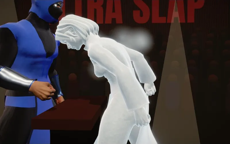 Deep Freeze finisher: a frozen fighter shatters into ice